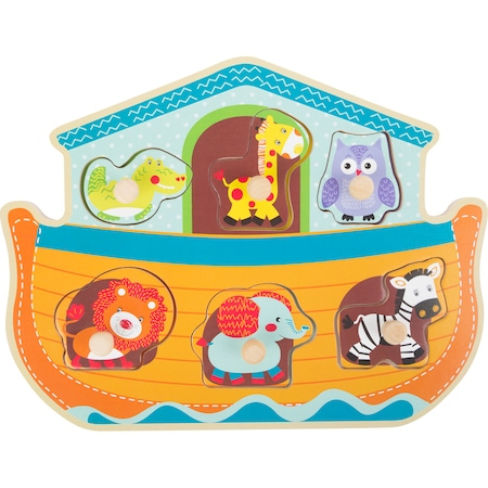 Lumea copiilor - Puzzle cu buton Arca lui Noe, 6 piese, Legler
