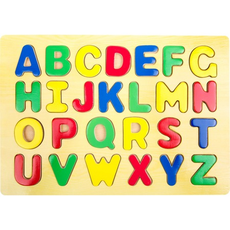 Puzzle incastru Alfabet colorat din lemn, 32x22x1 cm [1]