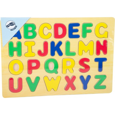 Jocuri educative - Puzzle incastru Alfabet colorat din lemn, 32x22x1 cm