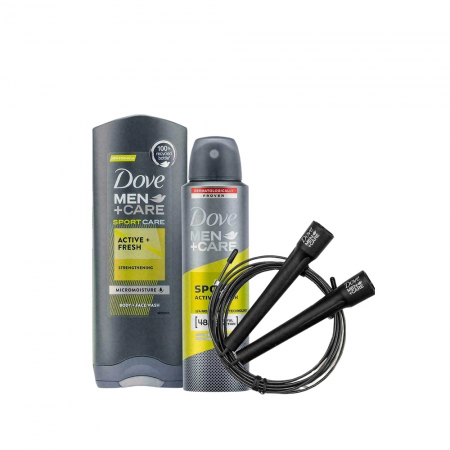 Set 3 Piese Dove Men +Care, 1 x Gel Dus 250 ml, 1 x Spray Antiperspirant 150 ml, 1 x Coarda Pentru Sarit [0]