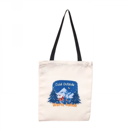 Geanta canvas TOTE maner negru, Cold outside, 33x35 cm [1]