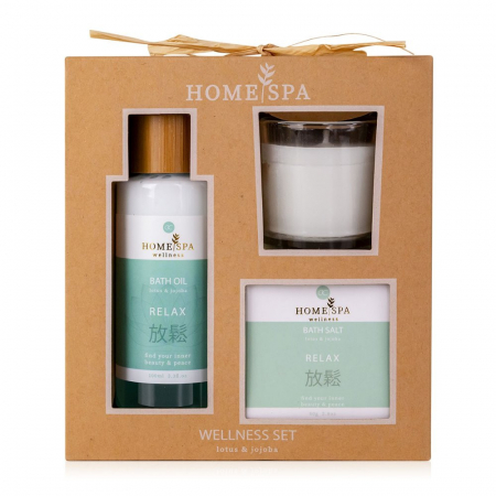 Set Home Spa, sare de baie 80 g, ulei de baie 100 ml, lumanare [0]