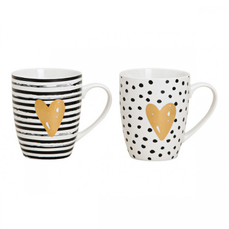 Cani - Set 2 cani Heart & Stripes, 11 x 10 x 8 cm, 300 ml
