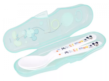 Set 2 lingurite plastic si cutie depozitare, Travel, Mickey [1]