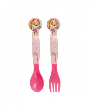 Lumea copiilor - Set 2 tacamuri plastic, Paw Patrol, roz