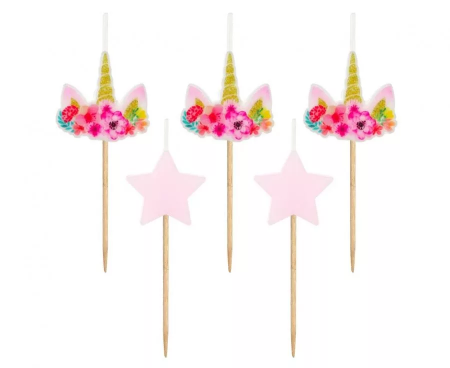 Set 5 lumanari pentru tort, Unicorn Cake, multicolor [0]