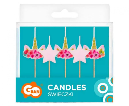 Set 5 lumanari pentru tort, Unicorn Cake, multicolor [3]