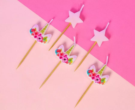 Set 5 lumanari pentru tort, Unicorn Cake, multicolor [2]