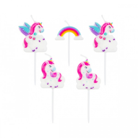 Set 5 lumanari pentru tort, Unicorn, multicolor [0]