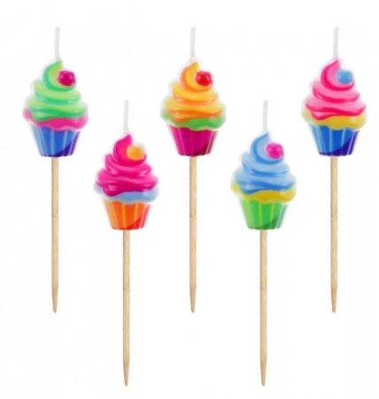 Set 5 lumanari pentru tort, Cupcakes Cake, multicolor [0]