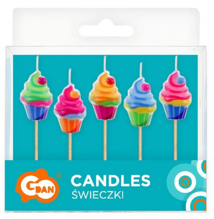 Set 5 lumanari pentru tort, Cupcakes Cake, multicolor [2]