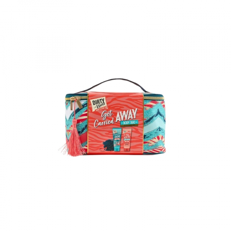 Seturi cosmetice pentru Ea - Set A Clean Getaway, Dirty Works, Crema de maini 200ml, Gel de dus 200 ml., Burete de corp, Geanta cosmetice