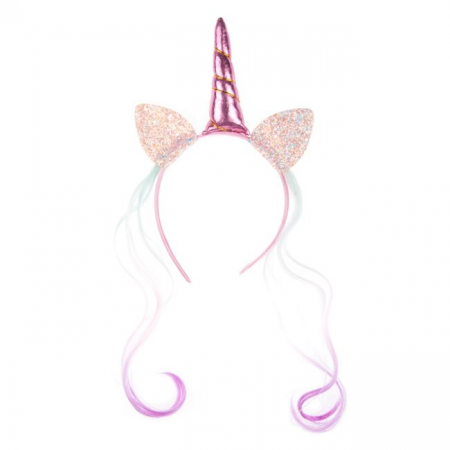 Bentita carnaval, corn de Unicorn cu tulle cu par lung colorat [0]