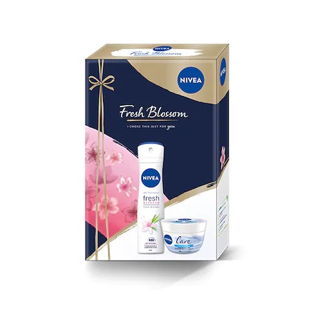 Set cadou Nivea Fresh Blossom: Crema de corp Nivea Care, 100 ml + Deodorant spray Nivea Fresh Blossom, 150 ml [0]