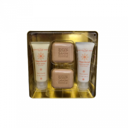 Set cadou, Gingerbread pamper tin, 2 x Sapun de corp 100 g, Gel de dus 75 ml, Unt de corp 75 ml [1]