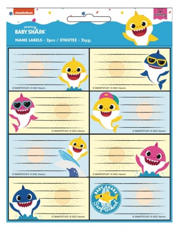 Lumea copiilor - Set etichete scolare Baby Shark,16 bucati