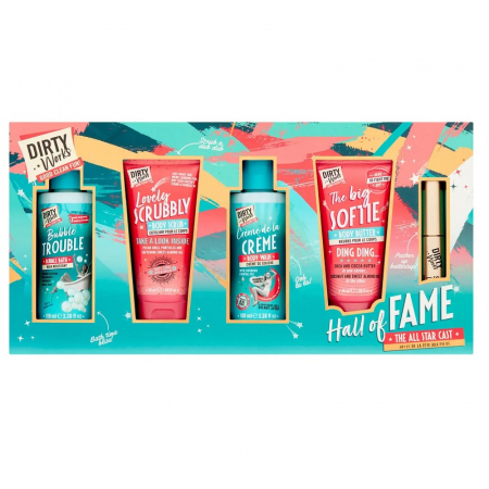 Produse ingrijire personala si cosmetice - Set Hall of Fame , Dirty Works, 50 ml, Gel de dus 100 ml, Spumant 100 ml, Gel de dus exfoliant 100 ml, Balsam de buze 10 ml