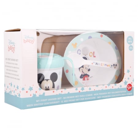 Set hranire bebelusi, Mickey Mouse, cana antrenament 240 ml, bol si lingura [2]