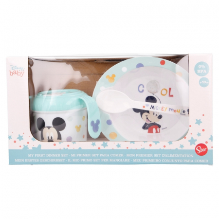 Set hranire bebelusi, Mickey Mouse, cana antrenament 240 ml, bol si lingura [1]