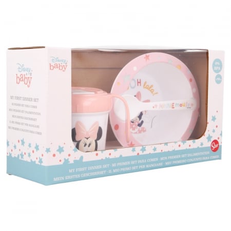 Set hranire bebelusi, Minnie Mouse, cana antrenament 240 ml, bol si lingura [2]