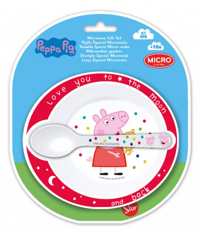 Lumea copiilor - Set mic dejun 2 piese, bol si lingura, Peppa Pig