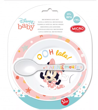 Lumea copiilor - Set mic dejun 2 piese, bol si lingura, Minnie Mouse Baby