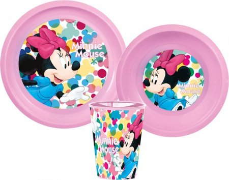 Lumea copiilor - Set mic dejun 3 piese Minnie Mouse, roz