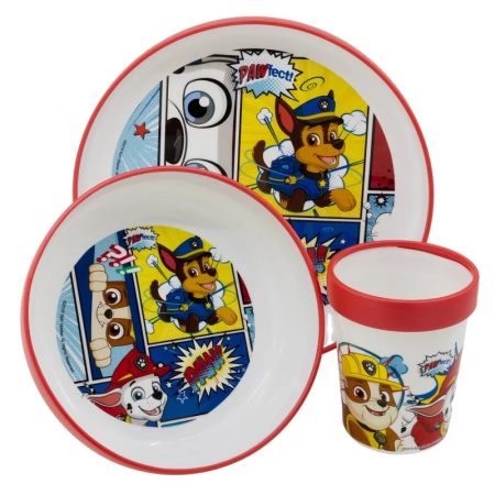 Lumea copiilor - Set mic dejun 3 piese Paw Patrol, Microunde si antialunecare