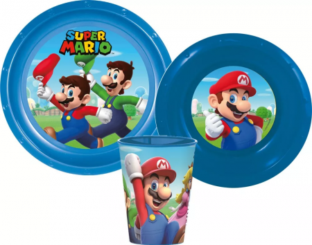 Lumea copiilor - Set mic dejun 3 piese Super Mario, albastru