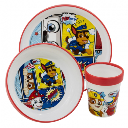 Lumea copiilor - Set mic dejun 3 piese Paw Patrol Comic, Microunde si Antialunecare