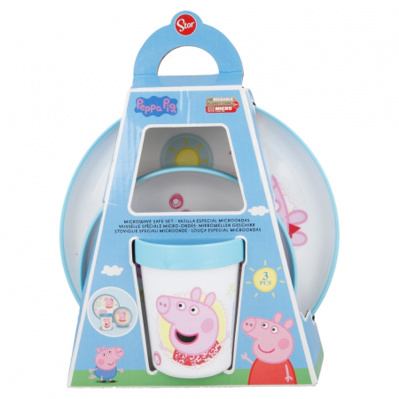 Set mic dejun 3 piese Peppa Pig Bicolor, Microunde si antialunecare [1]