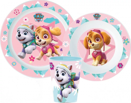 Lumea copiilor - Set mic dejun 3 piese Paw Patrol, Skye si Everest, Microunde