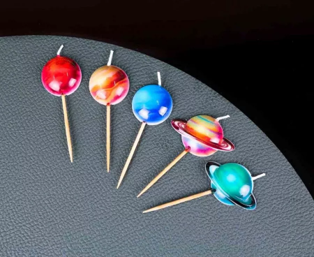 Set 5 lumanari pentru tort, Planete, multicolor [3]