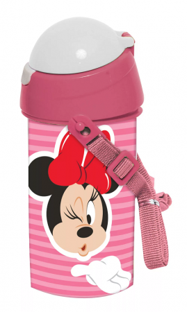 Lumea copiilor - Sticla plastic, Minnie, Wink, cu pai si capac, 500 ml