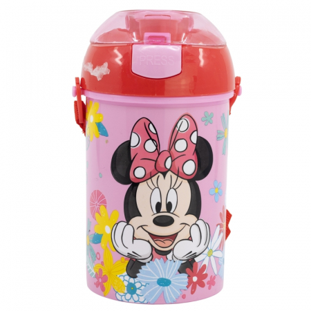 Sticla plastic, Minnie Mouse Spring Look, cu pai si capac, 450 ml [0]
