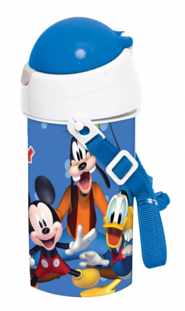 Lumea copiilor - Sticla plastic, Mickey and Friends, cu pai si capac, 500 ml