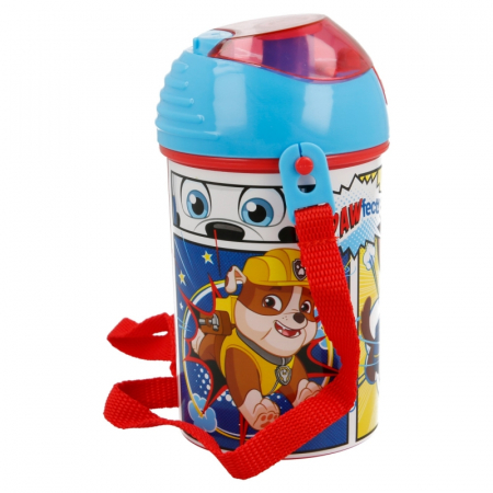 Sticla plastic, Paw Patrol, cu pai si capac, 450 ml [1]