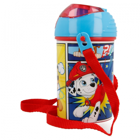 Sticla plastic, Paw Patrol, cu pai si capac, 450 ml [0]