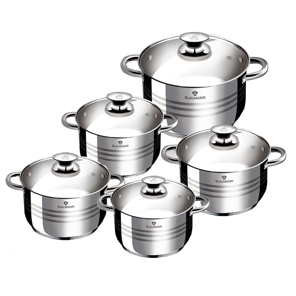 Set 5 oale inox Blaumann cu 5 capace sticla 4L 6L 7L 9L 11 L GAZ , INDUCTIE [2]