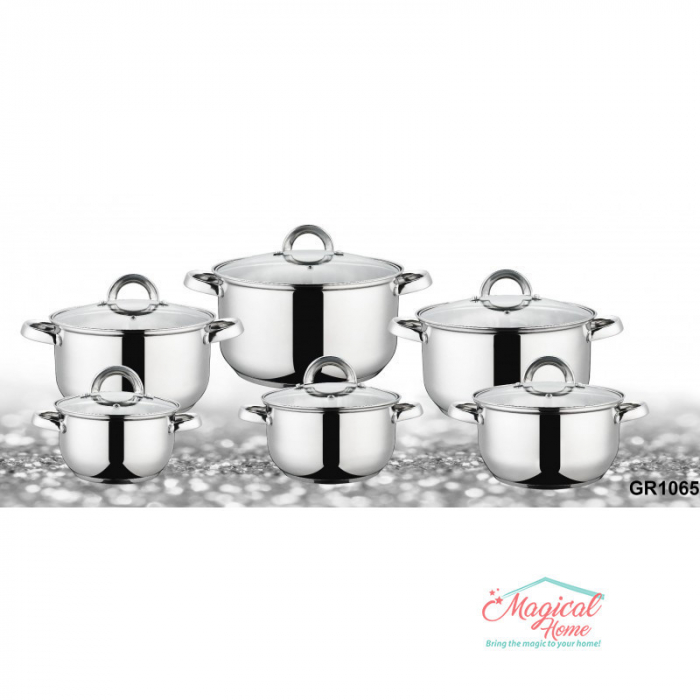 Set oale din inox, compatibile cu plita cu inductie, cu capace din sticla, [1]