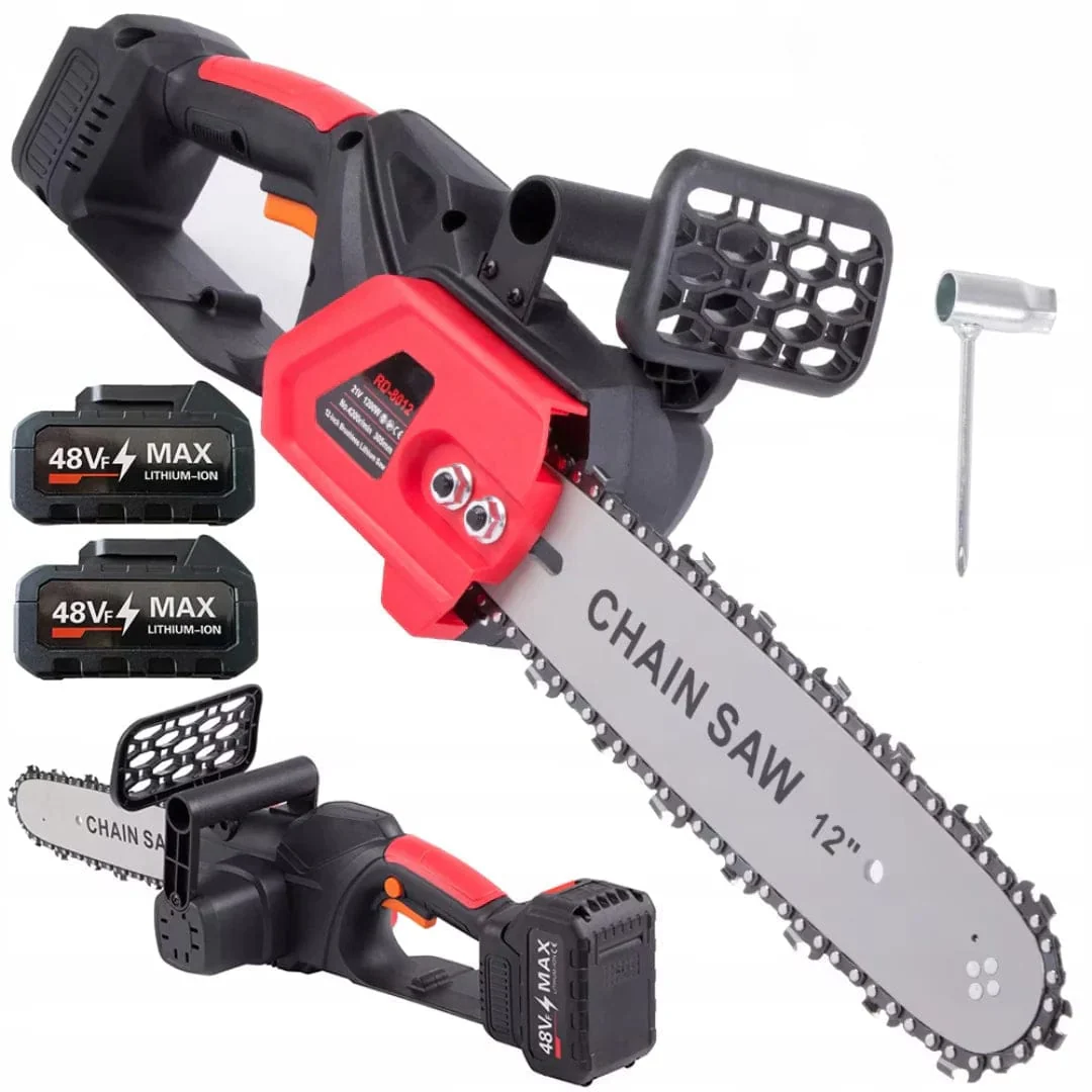 Drujbe - Drujba Electrica cu Lant (Motofierastrau), 12 Inch (305mm), 2 Acumulatori 48V Lithium-Ion, 4800 RPM, Accesorii Incluse