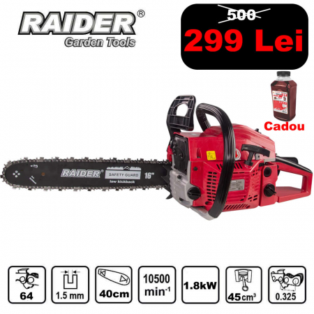 Gradina - Motofierastrau pe benzina Raider RD-GCS24, lungime sina 40 cm, 10500 rpm