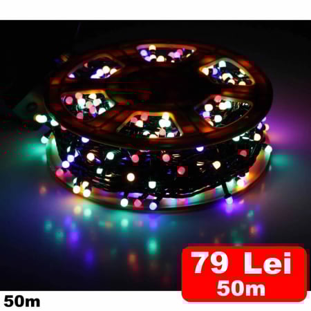 Craciun - Rola multicolor 50m 400LED