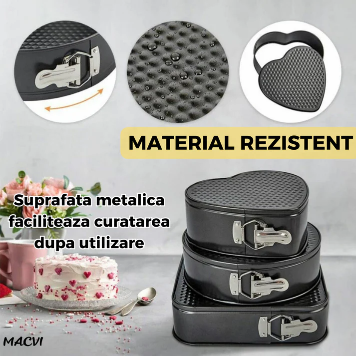 Set 3 Tavi pentru Prajituri  din metal diverse forme , material anti-aderent [2]