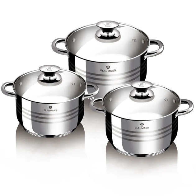 Bucatarie - Set Oale Din Inox 6 Piese BL-1424 BLAUMANN 4L, 5L, 7L, GAZ, INDUCTIE