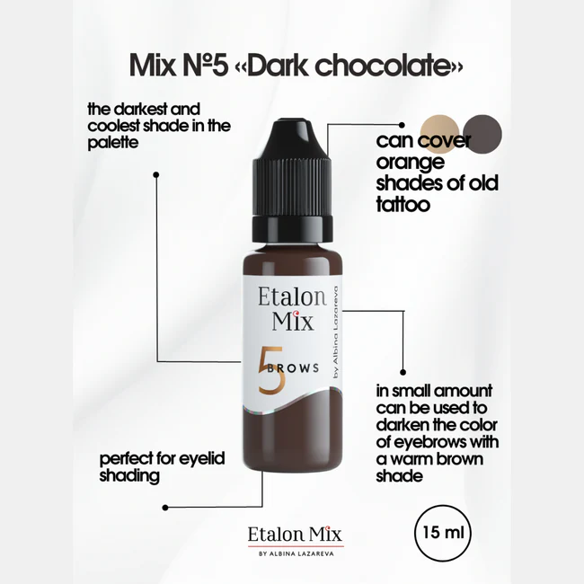 Pigment pentru tatuaj și machiaj permanent al sprâncenelor №5 Dark Chocolate - Etalon Mix [2]