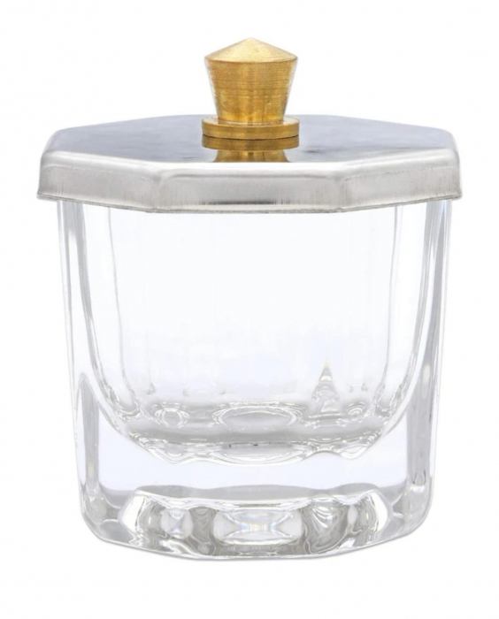 Pahar din sticlă pentru henna/vopsea clear cu căpăcel [2]