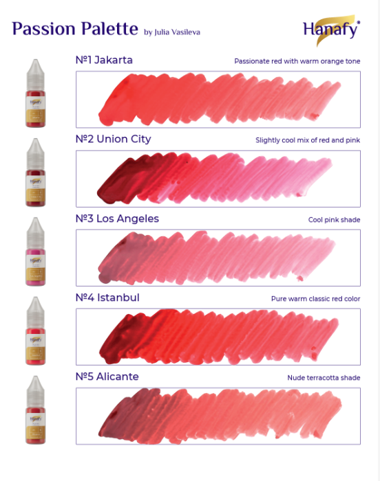 Pigment Micropigmentare Buze Hanafy N5 Alicante Passion Palette by Julia Vasileva nuanță roz-prăfuit hibridă [3]