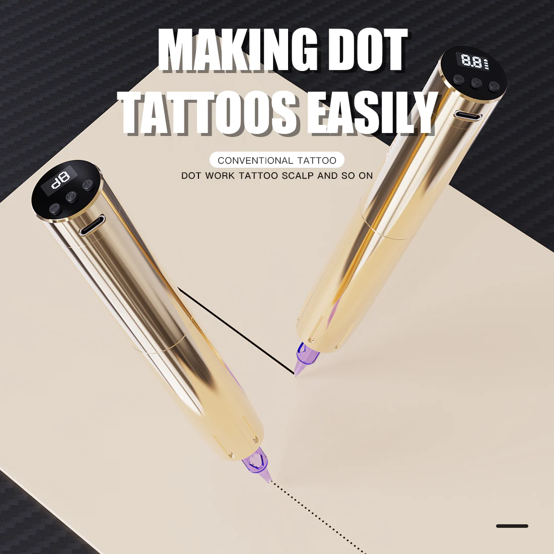 Aparat de machiaj permanent fără fir Wireless Tattoo Machine | Mast Tour Y22- Golden - MAST [3]