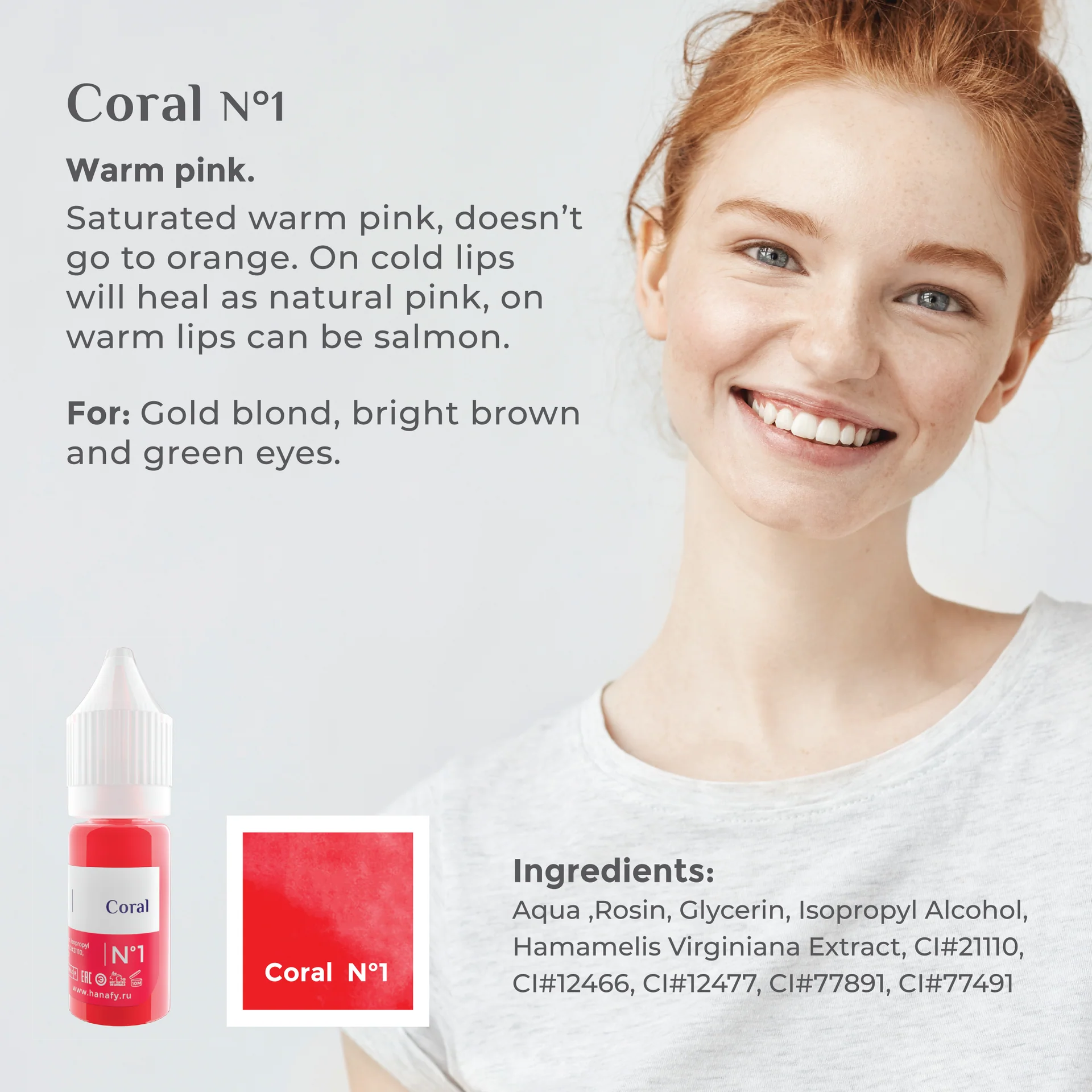 Pigment micropigmentare pentru tatuajul buzelor Coral Nº 1 - HANAFY [1]